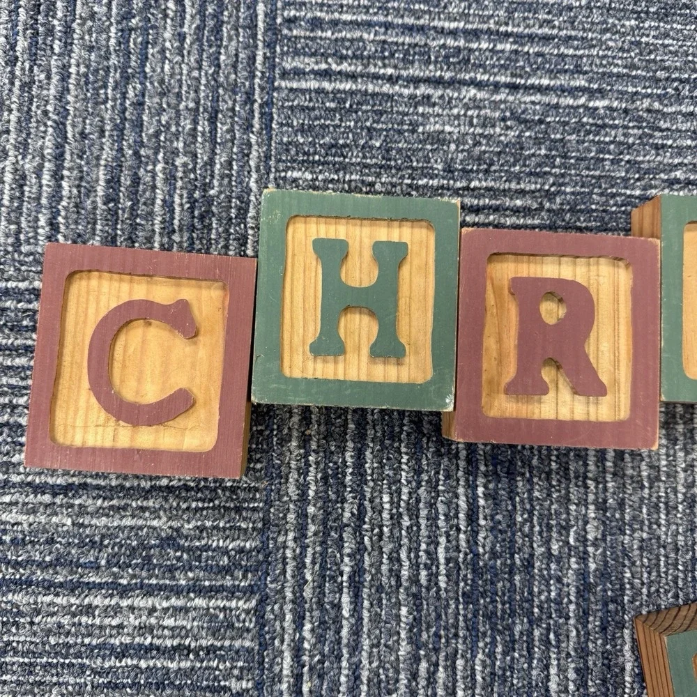 Wood Blocks Spell Out Christmas 3